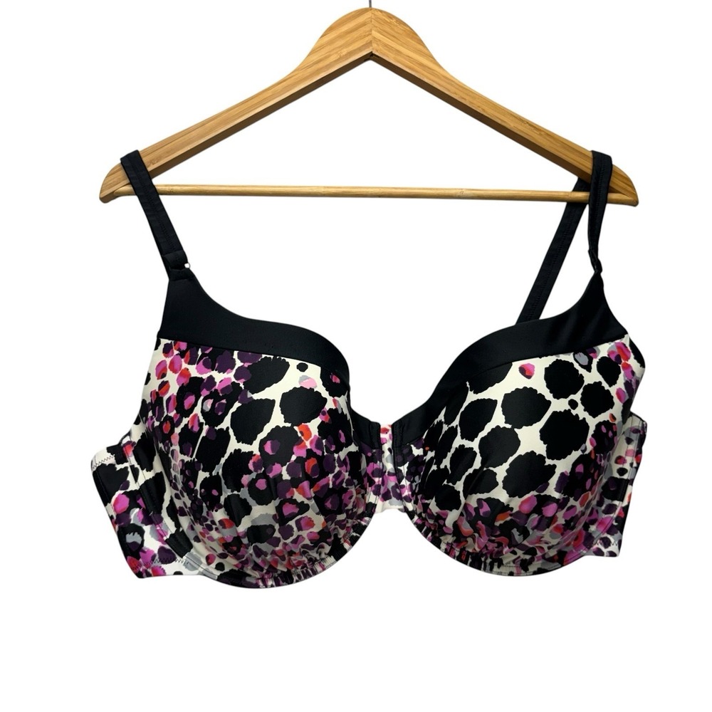 Anita Comfort Womens Bikini Swimsuit Top 14 Black Purple Underwire Adjustable